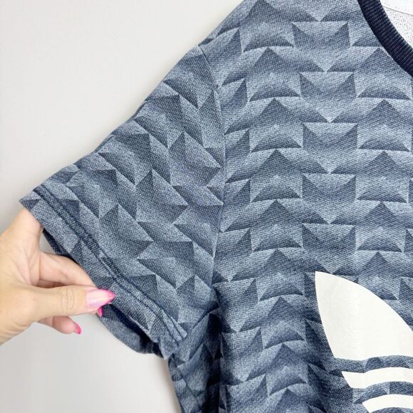 ADIDAS | Dark Blue Short Sleeve Sweatshirt Top Trefoil Logo Women’s Size Large - Picture 2 of 7